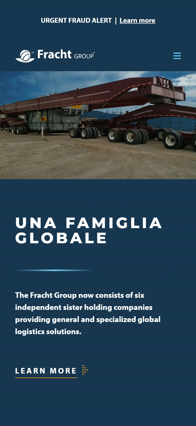 The Fracht Group website on mobile
