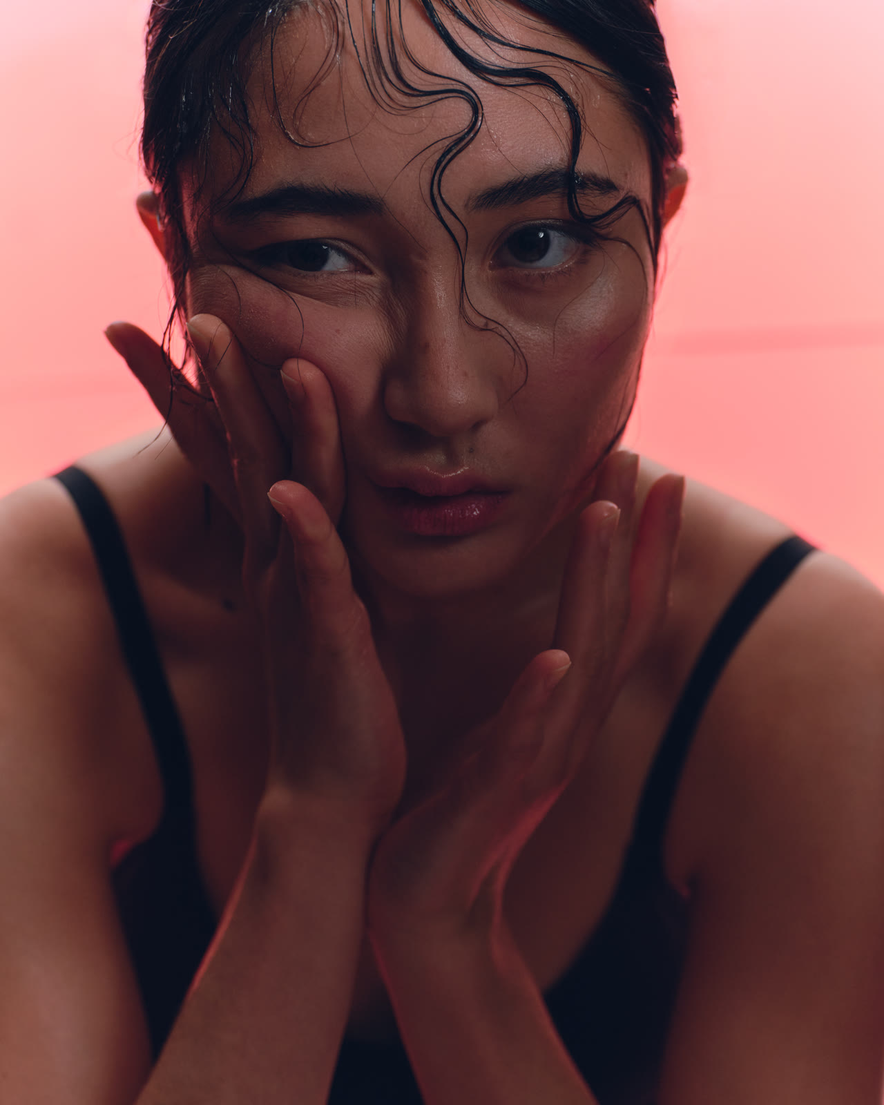 A close editorial beauty portrait
